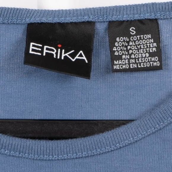 Erika Shirt Womens S NWOT Blue White Striped Long Sleeve Top Cotton Blend Basic - Picture 4 of 5